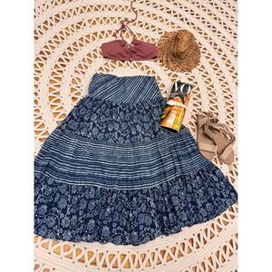 Bohemian Dream Cotton Flowy  Maxi Skirt Sz S